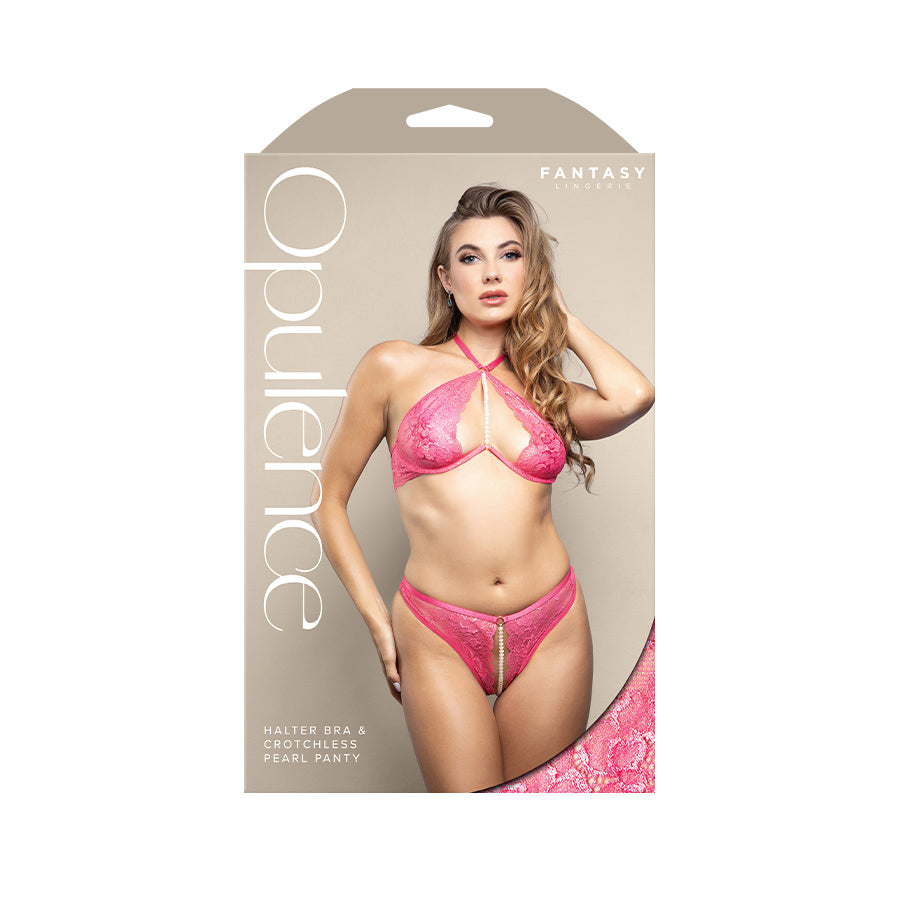 OPULENCE Halter Bra & Crotchless Pearl Panty ML - - M/L Size