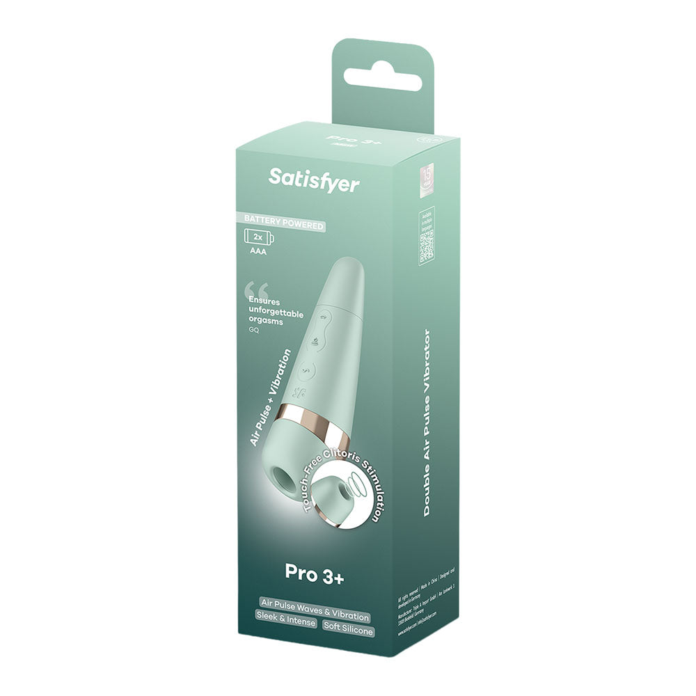 Satisfyer Pro 3+ Battery Series - Mint - Mint Air Pulse Clitoral Stimulator with Vibration
