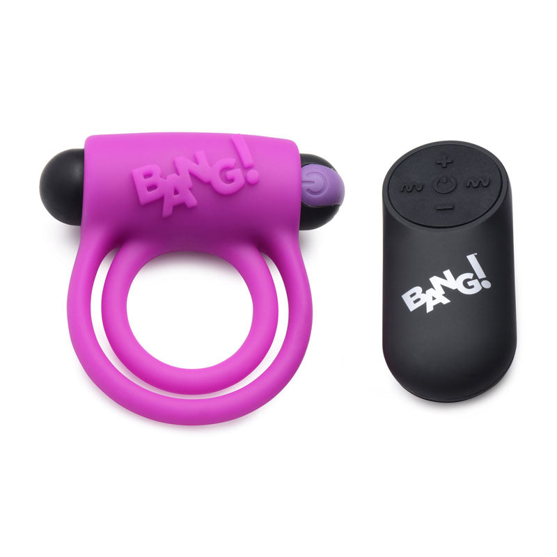 Bang! Silicone Cock Ring & Bullet - USB Rechargeable Vibrating Cock Ring with Wireless Remote