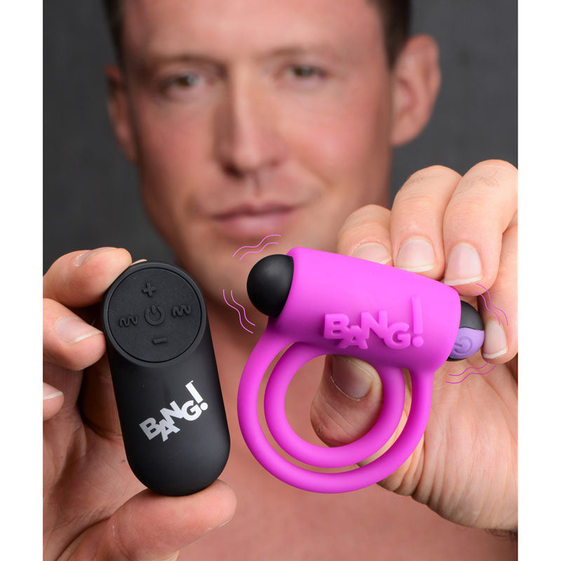 Bang! Silicone Cock Ring & Bullet - USB Rechargeable Vibrating Cock Ring with Wireless Remote