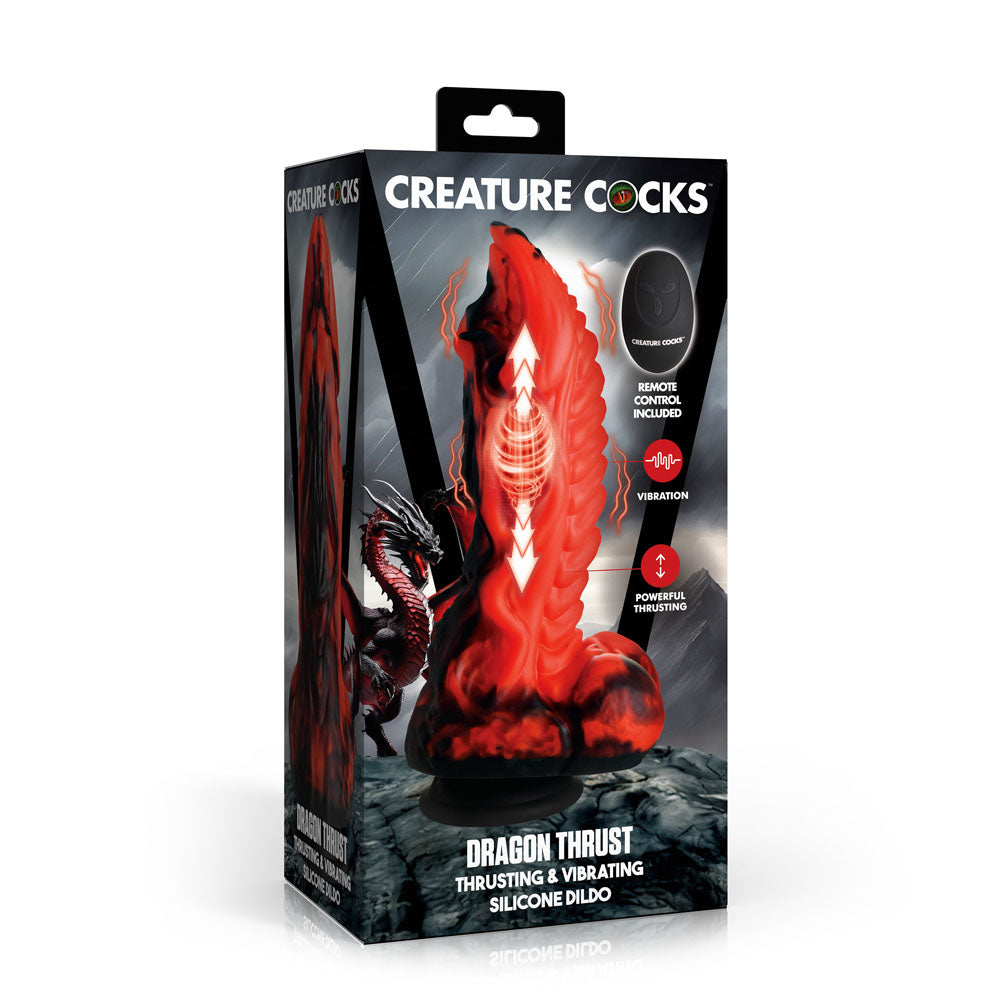 Creature Cocks Dragon Thrust - 24.1 cm USB Rechargeable Thrusting & Vibrating Fantasy Dildo with Remote