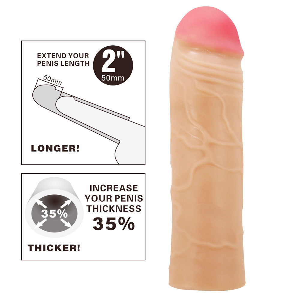 Party Up PARKER 2 Inch Extender Sleeve - 2 Inch Penis Extender Sleeve