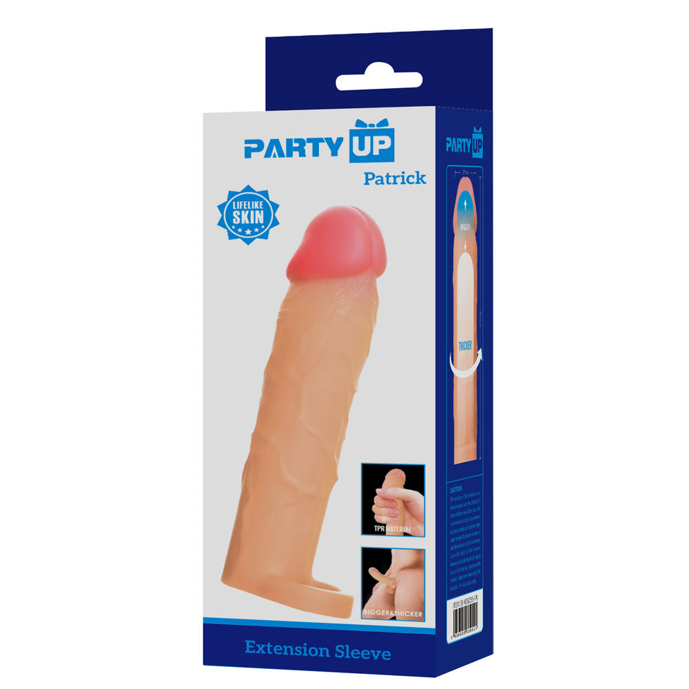 Party Up PATRICK 2 Inch Extender Sleeve - 2 Inch Penis Extender Sleeve with Ball Strap
