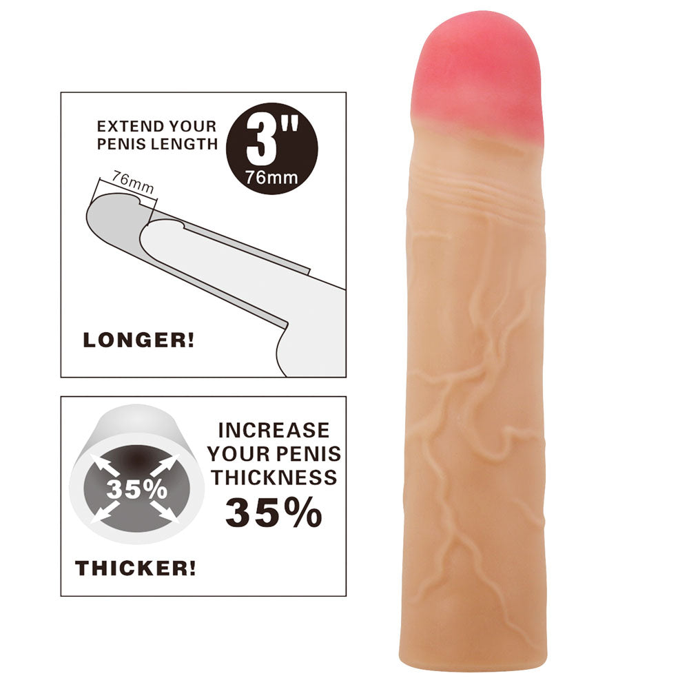 Party Up PHILIP 3 Inch Extender Sleeve - 3 Inch Penis Extender Sleeve