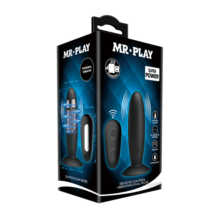 MR PLAY Remote Control Vibrating Anal Plug - USB Rechargeable Vibrating Butt Plug with Wireless Remote