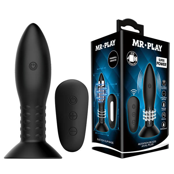 MR PLAY Rotation Beads Anal Plug - USB Rechargeable Beaded Butt Plug with Wireless Remote