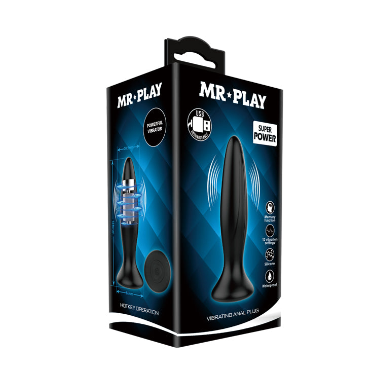 MR PLAY Vibrating Anal Plug - 12.8 cm USB Rechargeable Vibrating Butt Plug