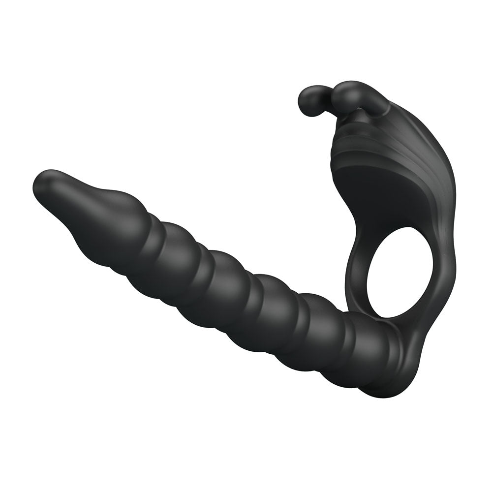 Party Up MARCUS Ring & Anal Plug - USB Rechargeable Vibrating Cock Ring with Double Penetrator