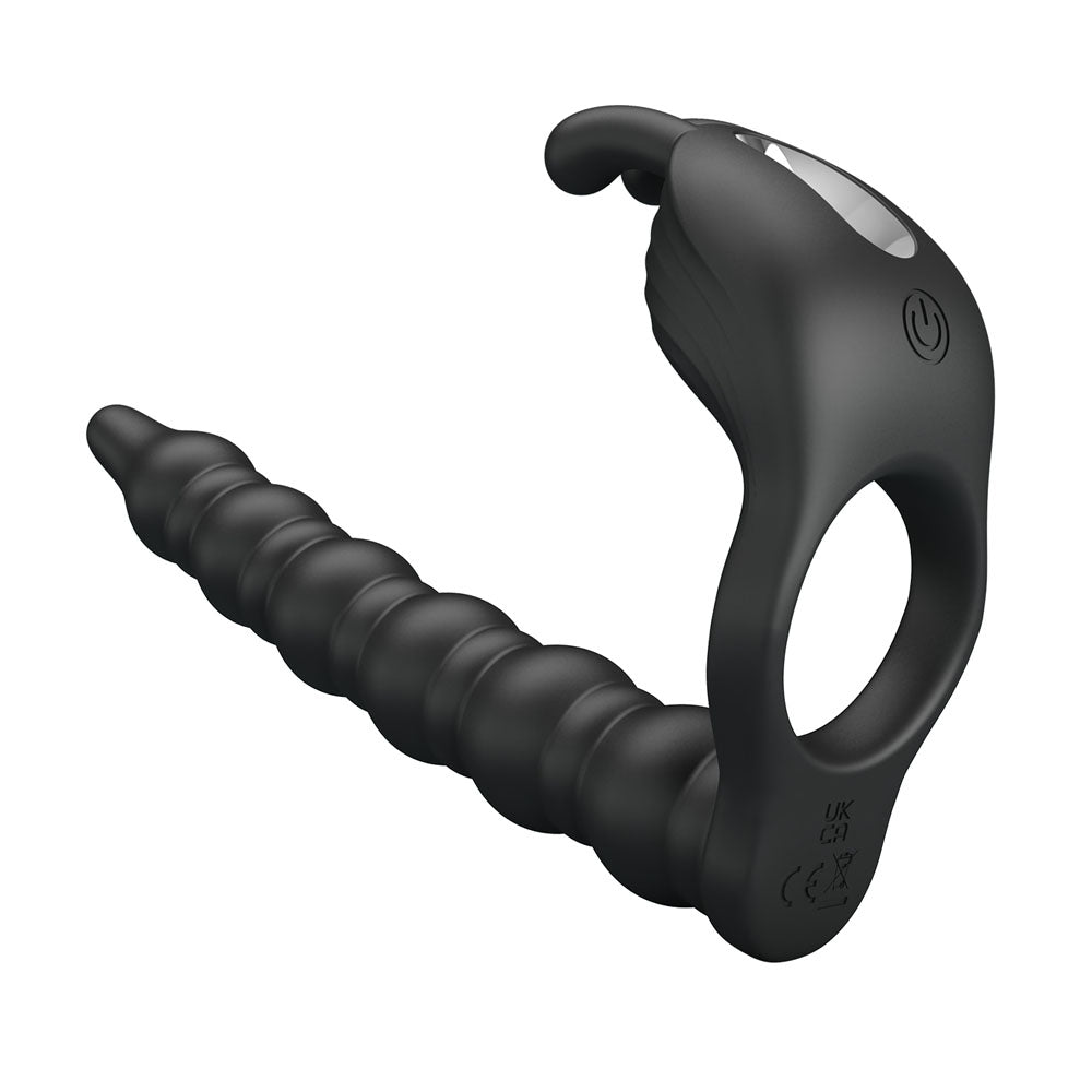 Party Up MARCUS Ring & Anal Plug - USB Rechargeable Vibrating Cock Ring with Double Penetrator