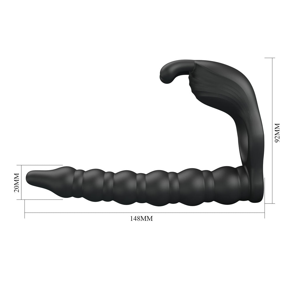 Party Up MARCUS Ring & Anal Plug - USB Rechargeable Vibrating Cock Ring with Double Penetrator