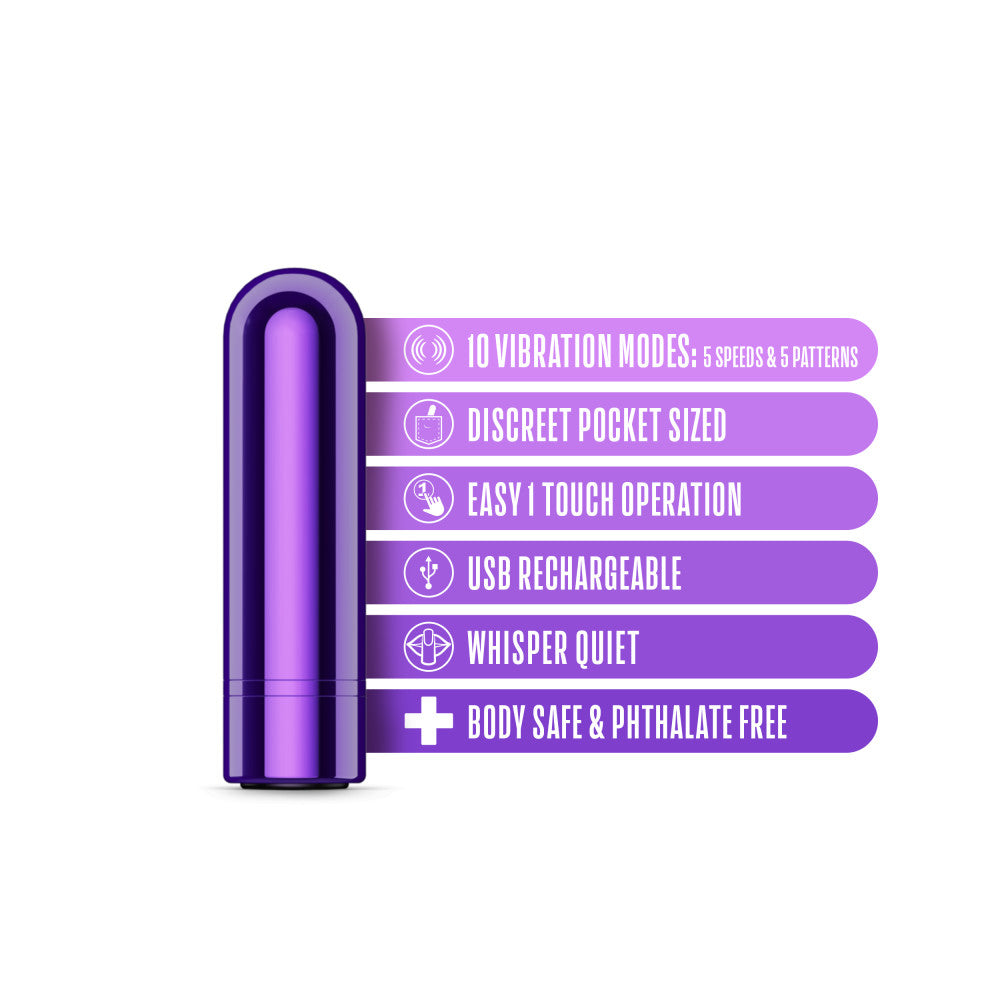 Kool Vibes - Rechargeable Mini Bullet - Grape - 6.4 cm USB Rechargeable Bullet