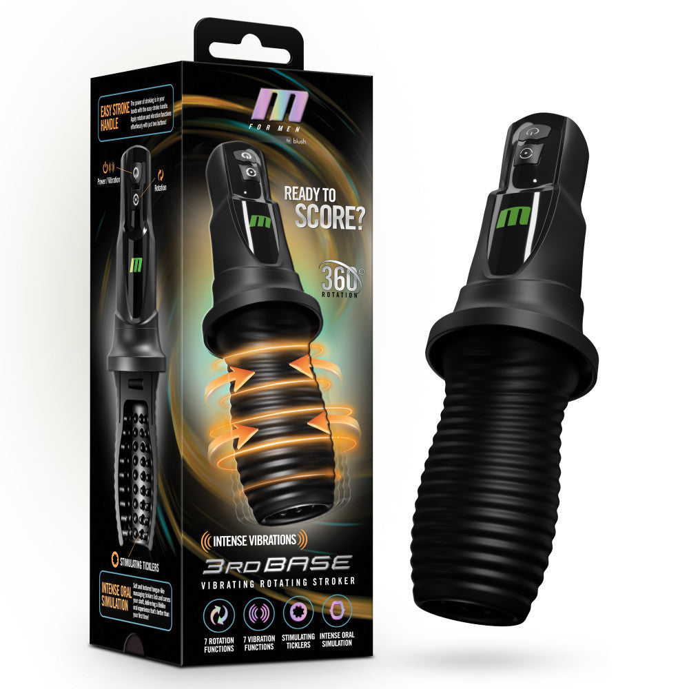 M For Men - 3rd Base - USB Rechargeable Vibrating & Rotating Auto Stroker