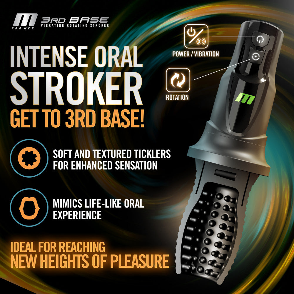 M For Men - 3rd Base - USB Rechargeable Vibrating & Rotating Auto Stroker