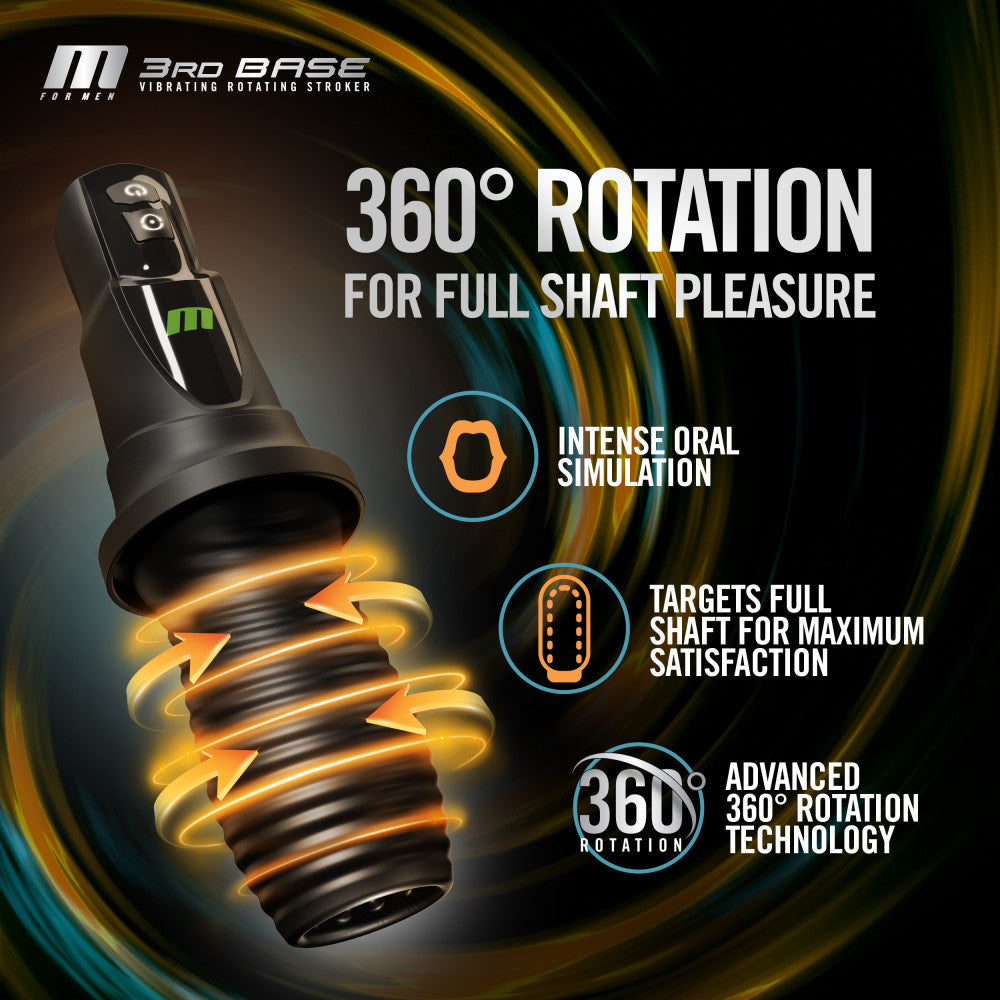 M For Men - 3rd Base - USB Rechargeable Vibrating & Rotating Auto Stroker