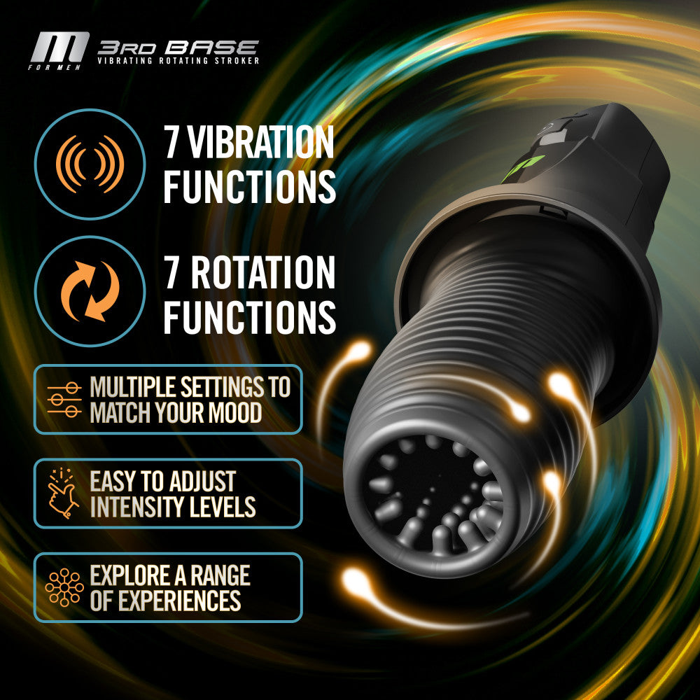 M For Men - 3rd Base - USB Rechargeable Vibrating & Rotating Auto Stroker