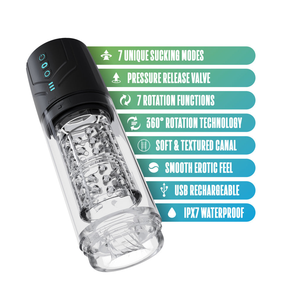 M For Men - Whirlwind Pro - USB Rechargeable Rotating & Sucking Auto Stroker