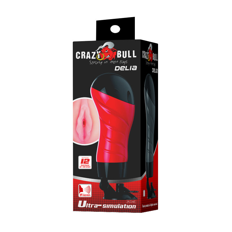 CRAZY BULL DELIA Vibrating Stroker - Vibrating Vagina Stroker with Suction Base
