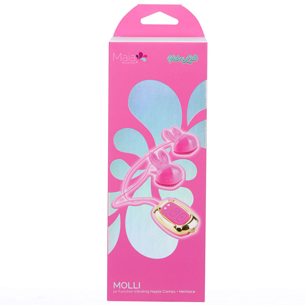 Maia MOLLI - - USB Rechargeable Vibrating Nipple Clamps & Necklace
