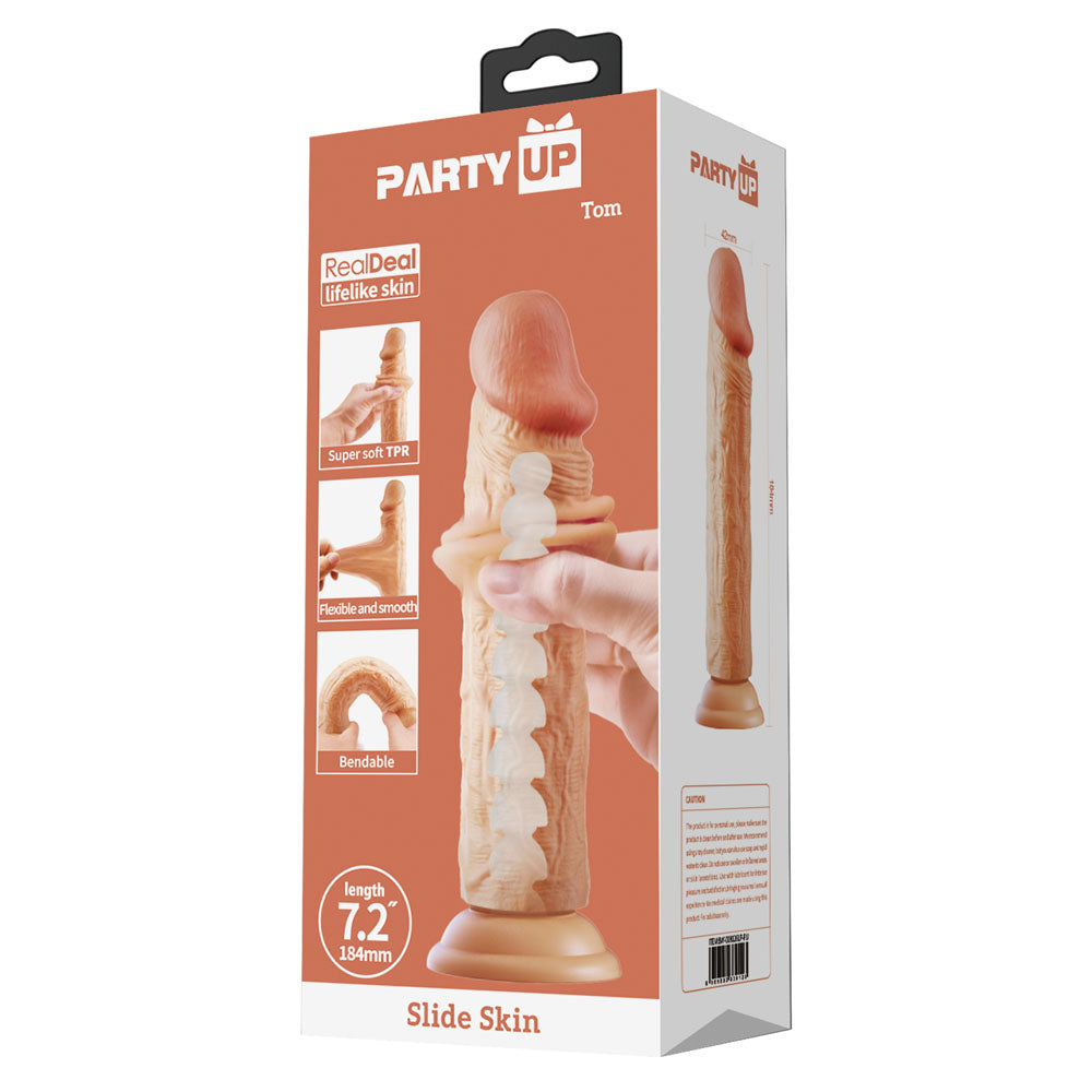 Party Up TOM Slide Skin Dong - 18.4 cm Flexible Dildo