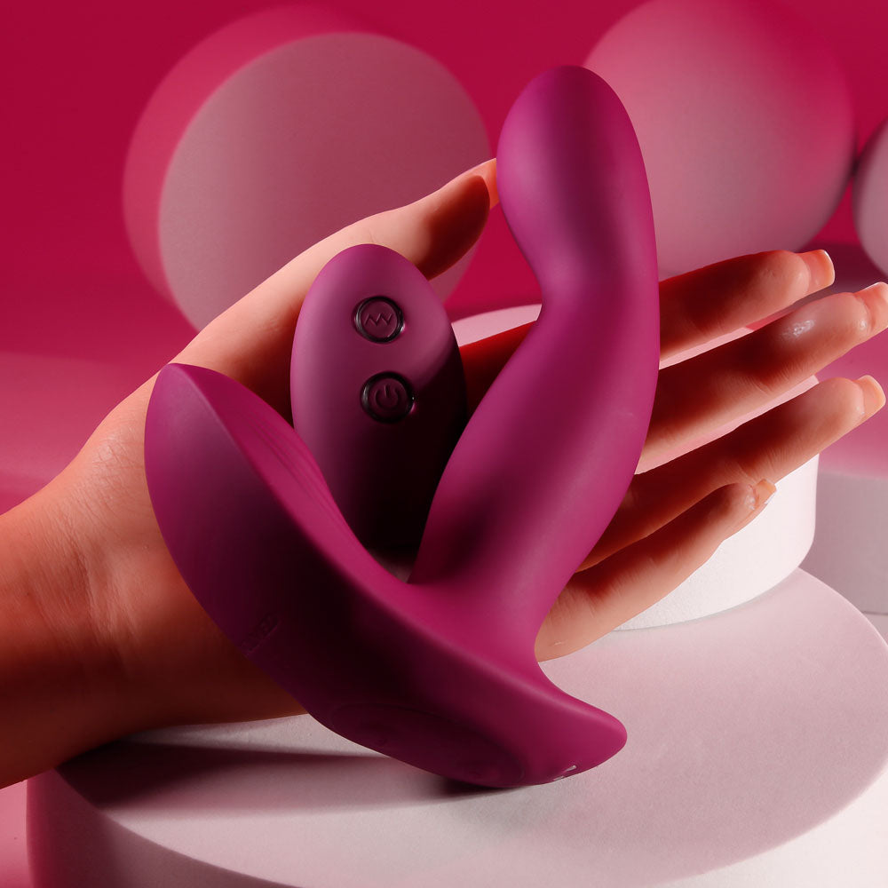 Evolved COME ON OVER - Burgundy 15.9 cm USB Rechargeable Vibrator with Wireless Remote