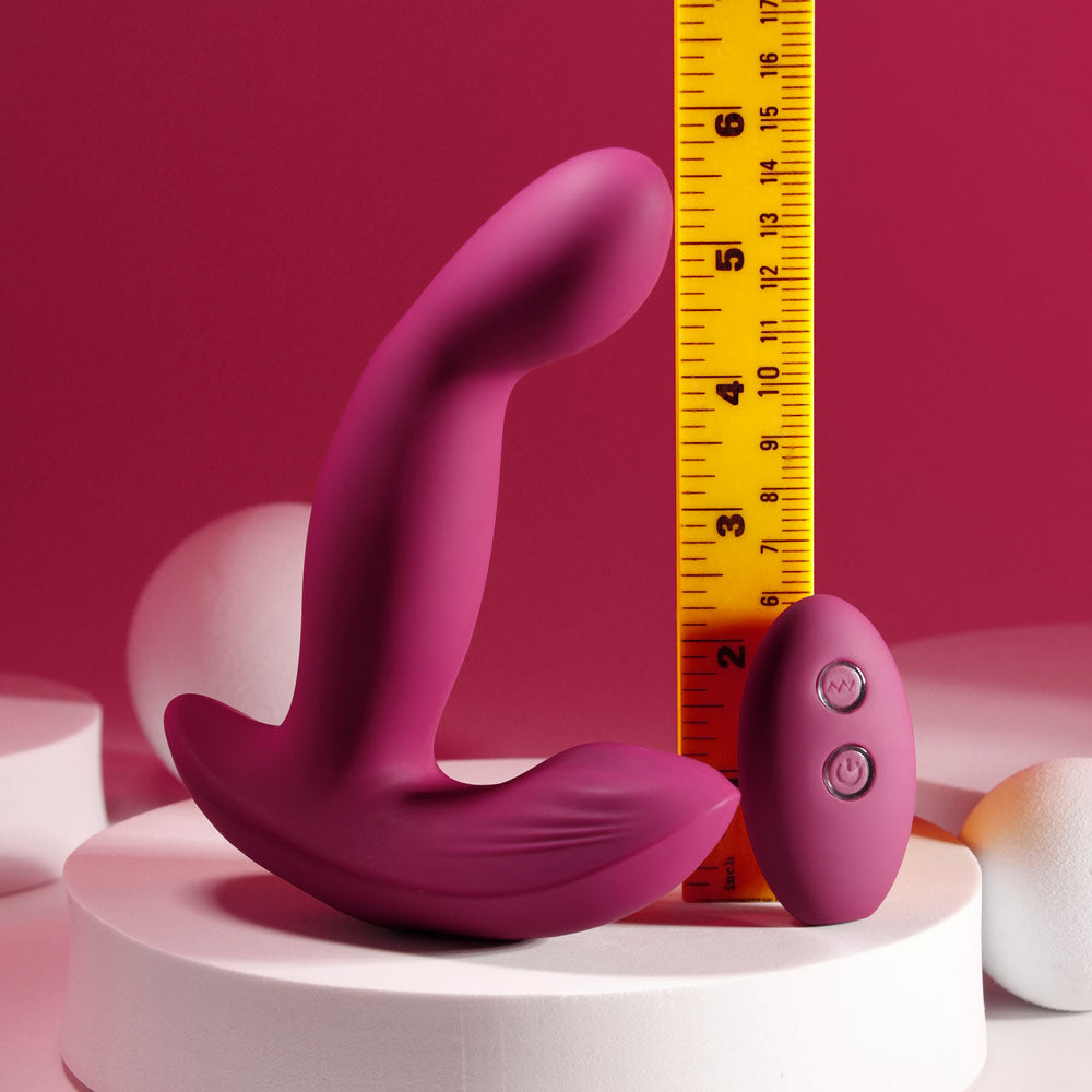 Evolved COME ON OVER - Burgundy 15.9 cm USB Rechargeable Vibrator with Wireless Remote