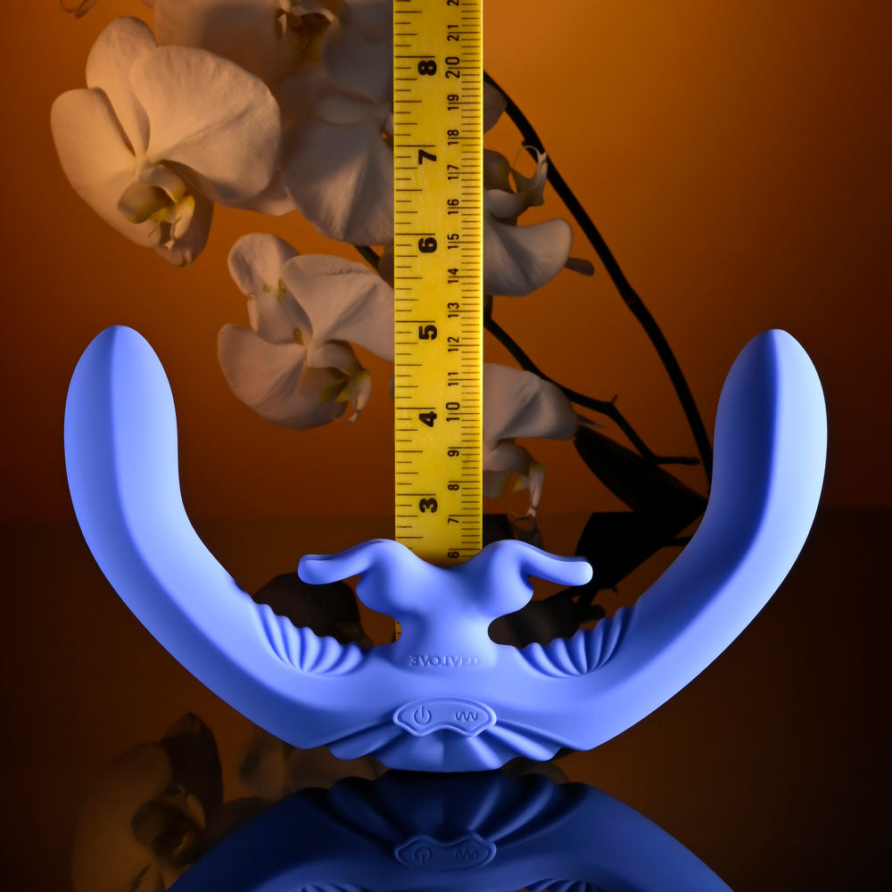Evolved LOVEBIRDS - 20.8 cm USB Rechargeable Double-Ended Rabbit Vibrator with Remote