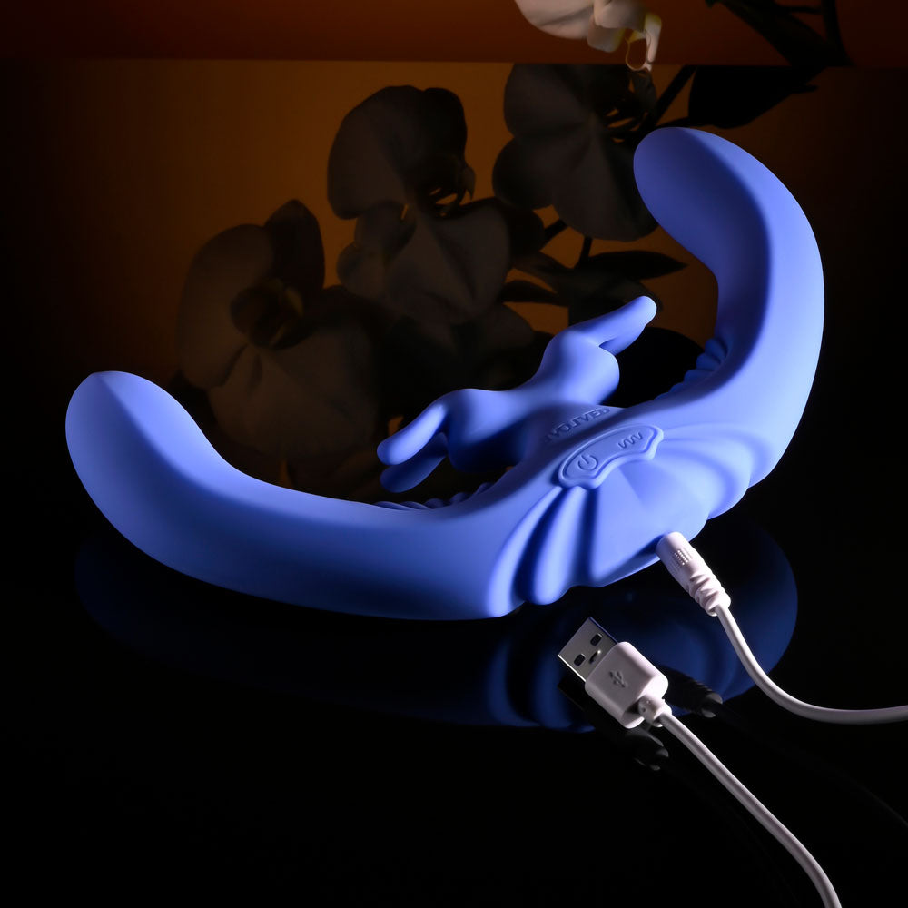 Evolved LOVEBIRDS - 20.8 cm USB Rechargeable Double-Ended Rabbit Vibrator with Remote