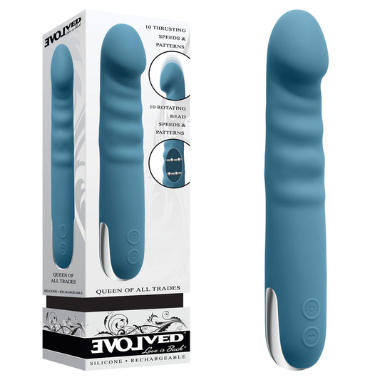 Evolved QUEEN OF ALL TRADES -  22.6 cm USB Rechargeable Thrusting & Rotating Vibrator