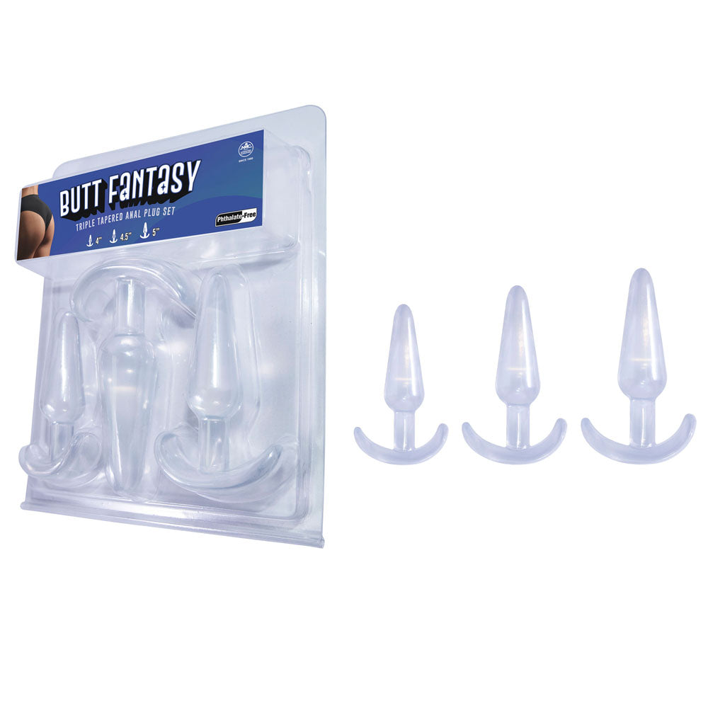 Butt Fantasy Triple Tapered Anal Plug Set - - Beginners Butt Plugs - Set of 3 Sizes