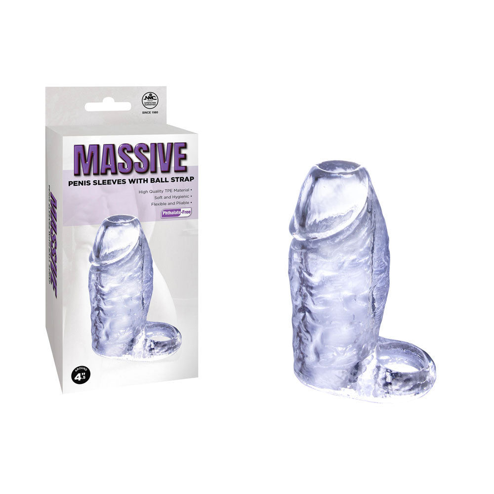 Massive Penis Sleeve with Ball Strap - Penis Enlarger Sleeve