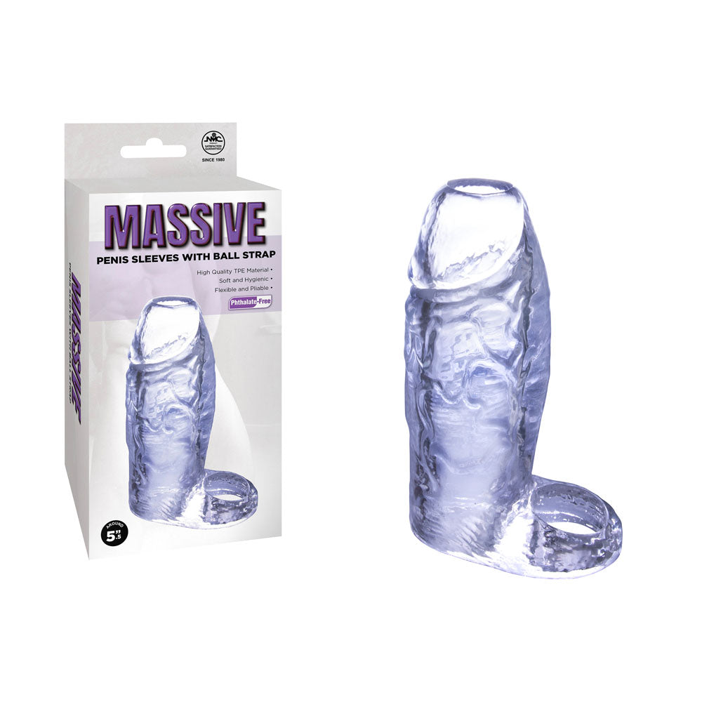 Massive Penis Sleeve with Ball Strap - 14 cm Penis Enlarger Sleeve