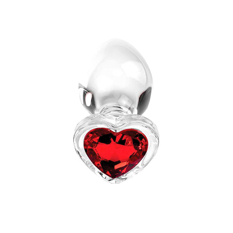 Adam & Eve RED HEART GEM GLASS PLUG SET - Glass Butt Plugs - Set of 3 Sizes