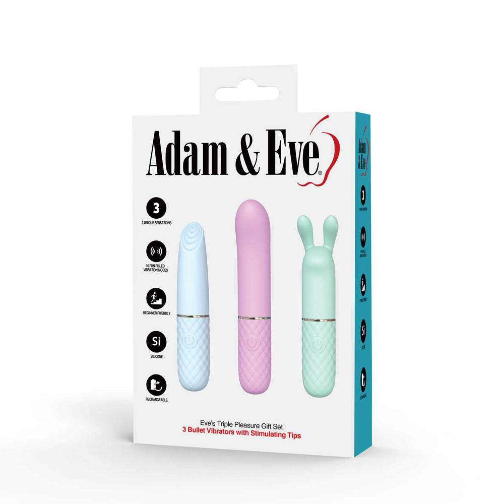 Adam & Eve TRIPLE PLEASURES - USB Rechargeable Vibrators - Set of 3