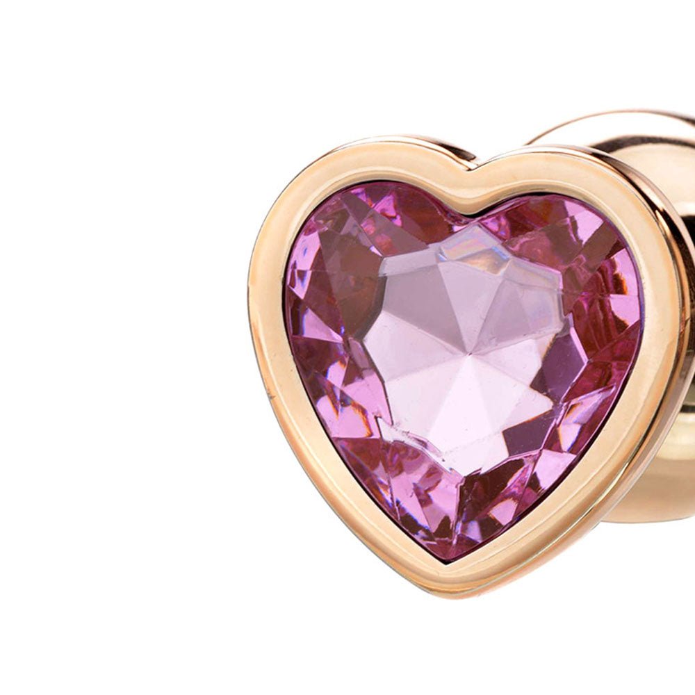 Adam & Eve HEART GEM ANAL TRAINING SET - Metal Anal Plugs with Pink Gem Bases - Set of 3 Sizes