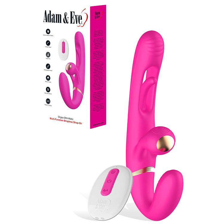 Adam & Eve ORGAZ-OHH-MATIC - 23.5 cm USB Rechargeable Strapless Strap-On with Remote