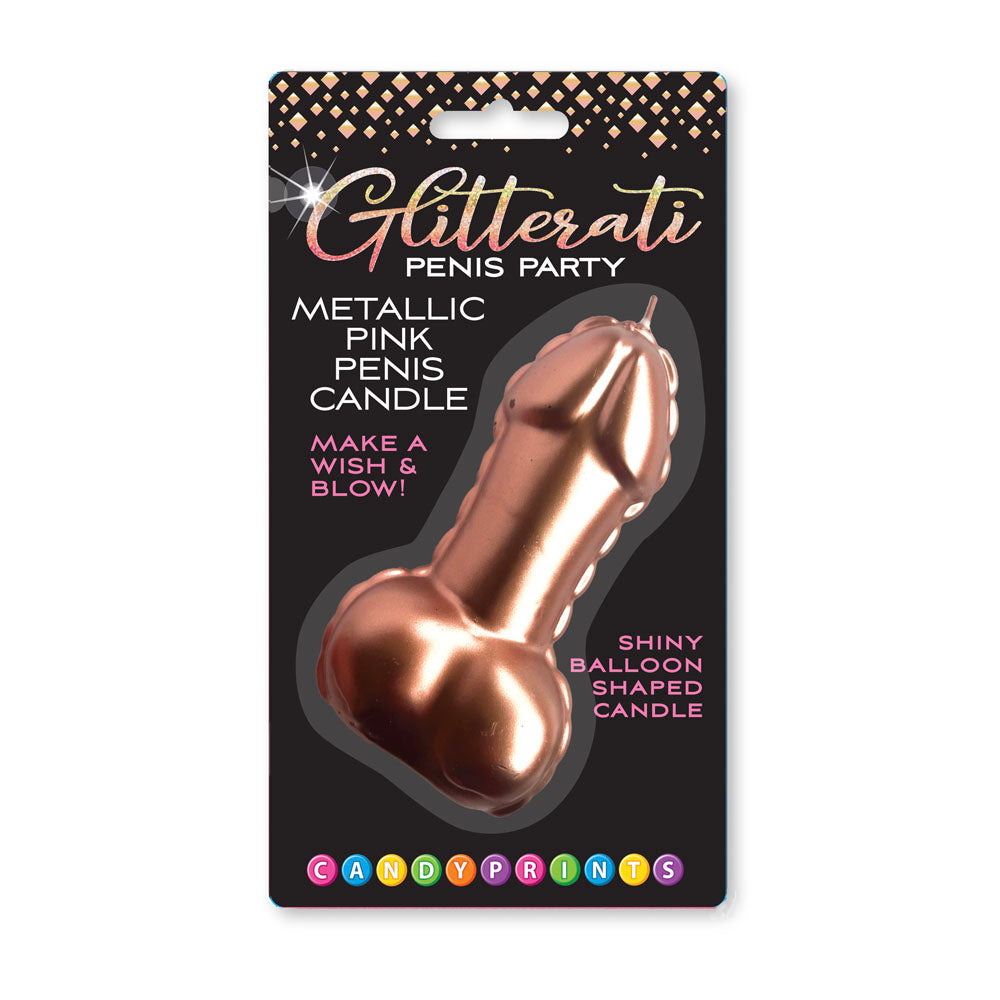 Glitterati Metallic Pink Penis Candle - 10 cm Penis Party Candle