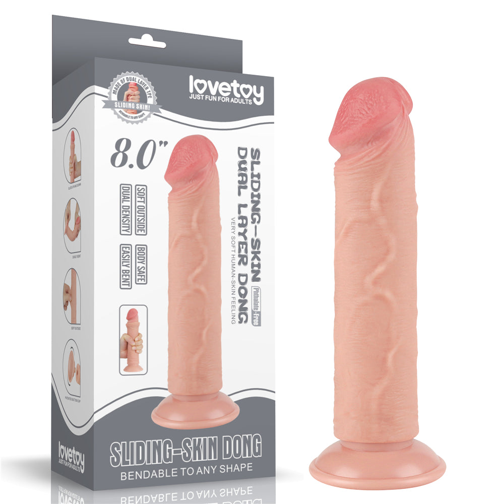 Sliding Skin Dual Layer Dong - 20 cm (8'') Dong with Flexible Skin