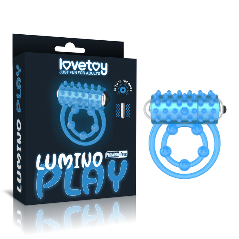 Lumino Play Vibrating Penis & Balls Ring - Glow in the Dark Vibrating Cock Ring