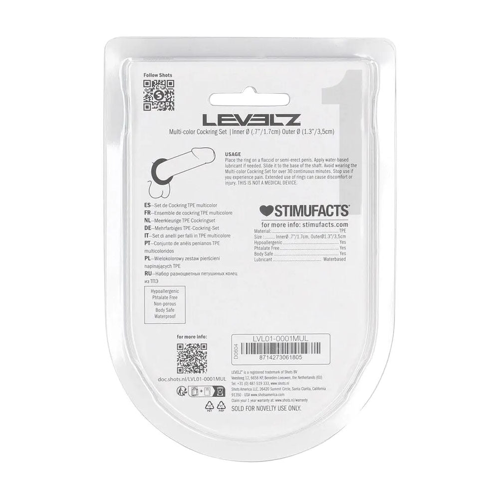 LEVELZ Multicolour Cock Ring Set - 4 Pack - Cock Rings - 4 Pack