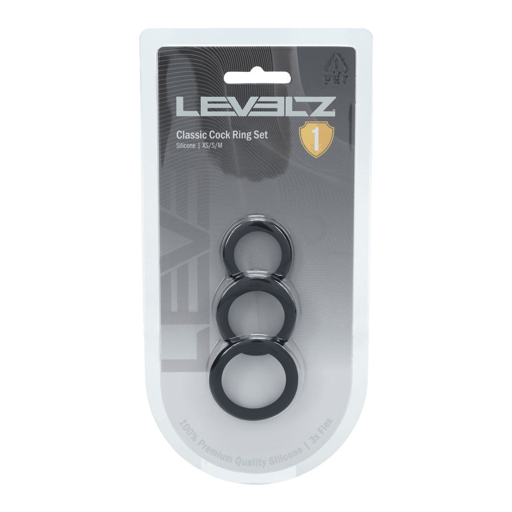 LEVELZ Classic Silicone Cock Ring Set - XS/S/M - Cock Rings - Set of 3 Sizes