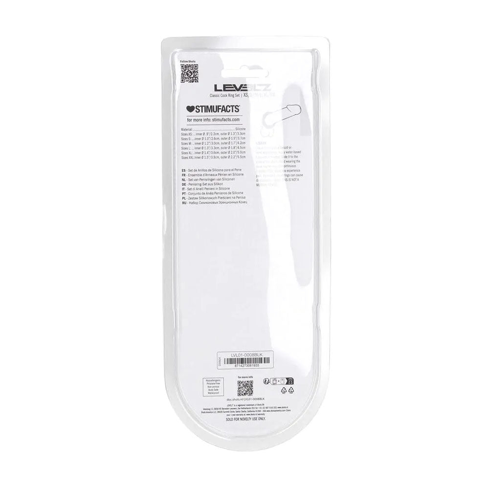 LEVELZ Classic Silicone Cock Ring Set of 6 - Cock Rings - Set of 6 Sizes