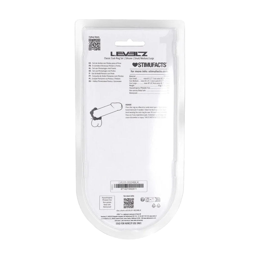 LEVELZ Beaded Silicone Cock Ring Set of 3 - - Cock Rings - Set of 3 Sizes