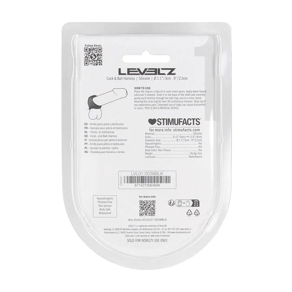 LEVELZ Silicone Cock & Ball Harness - - Cock & Ball Ring