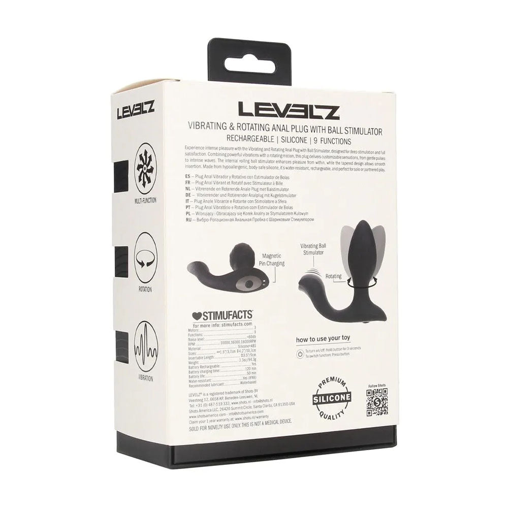 LEVELZ Vibrating & Rotating Anal Plug with Ball Stimulator - 10.7 cm USB Rechargeable Vibrating Butt Plug
