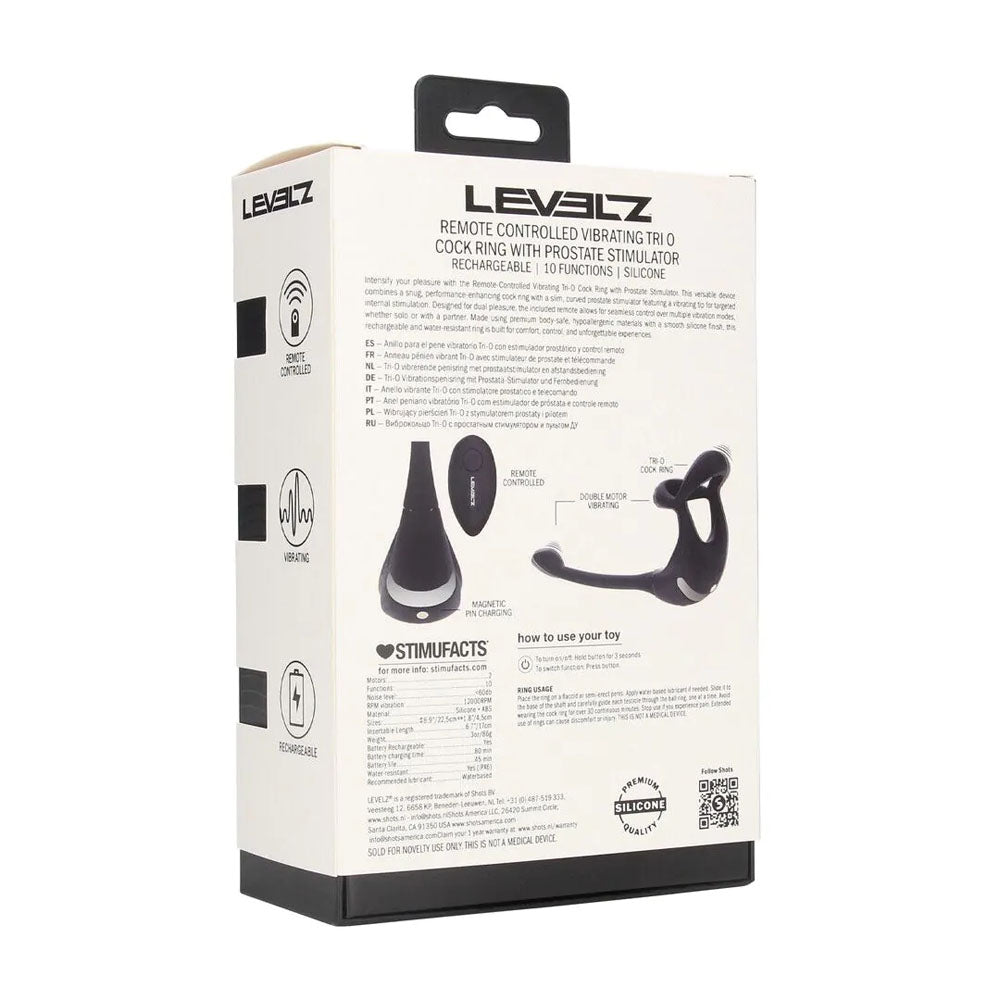 LEVELZ Remote Controlled Vibrating TriO Cock Ring with Prostate Stimulator - USB Rechargeable Vibrating Cock Ring with Anal Plug