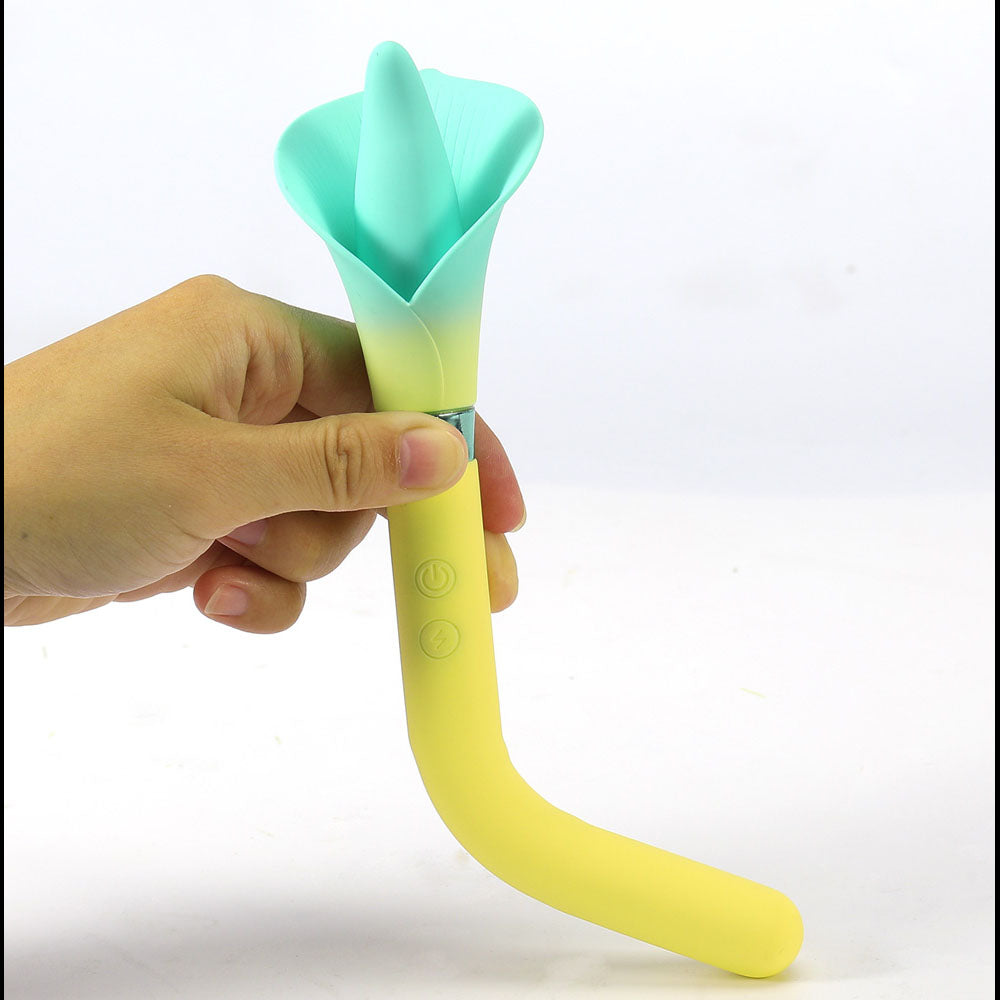 Maia VALA - - /Green 22.2 cm USB Rechargeable Flower Vibrator