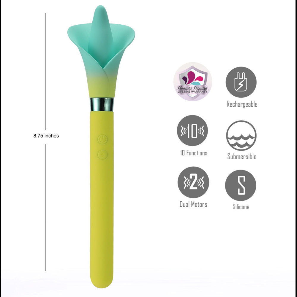 Maia VALA - - /Green 22.2 cm USB Rechargeable Flower Vibrator