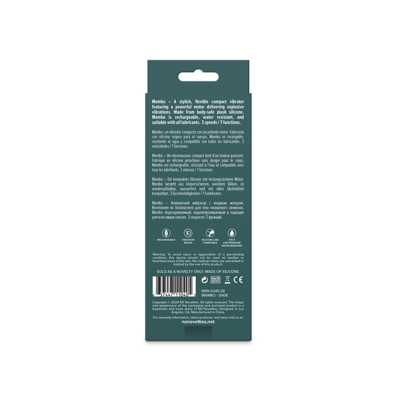 Lust-n-Dreams - Mambo - Sage - 12.2 cm USB Rechargeable Bullet