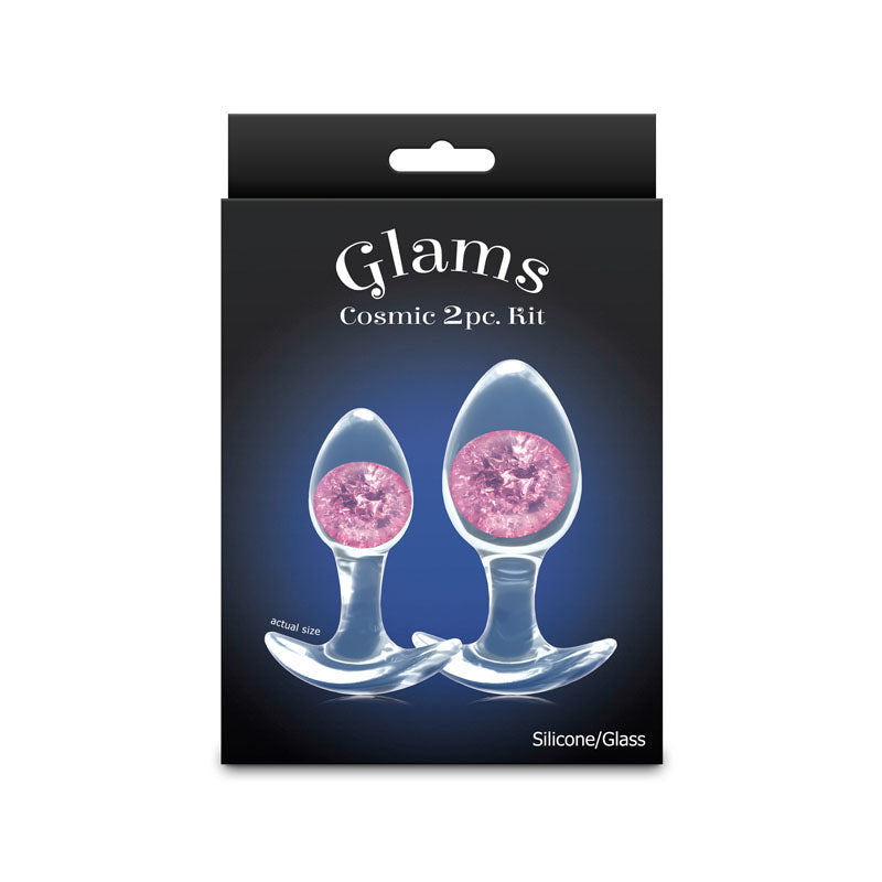Glams Cosmic 2pc Kit - - Clear/ Butt Plugs - Set of 2 Sizes