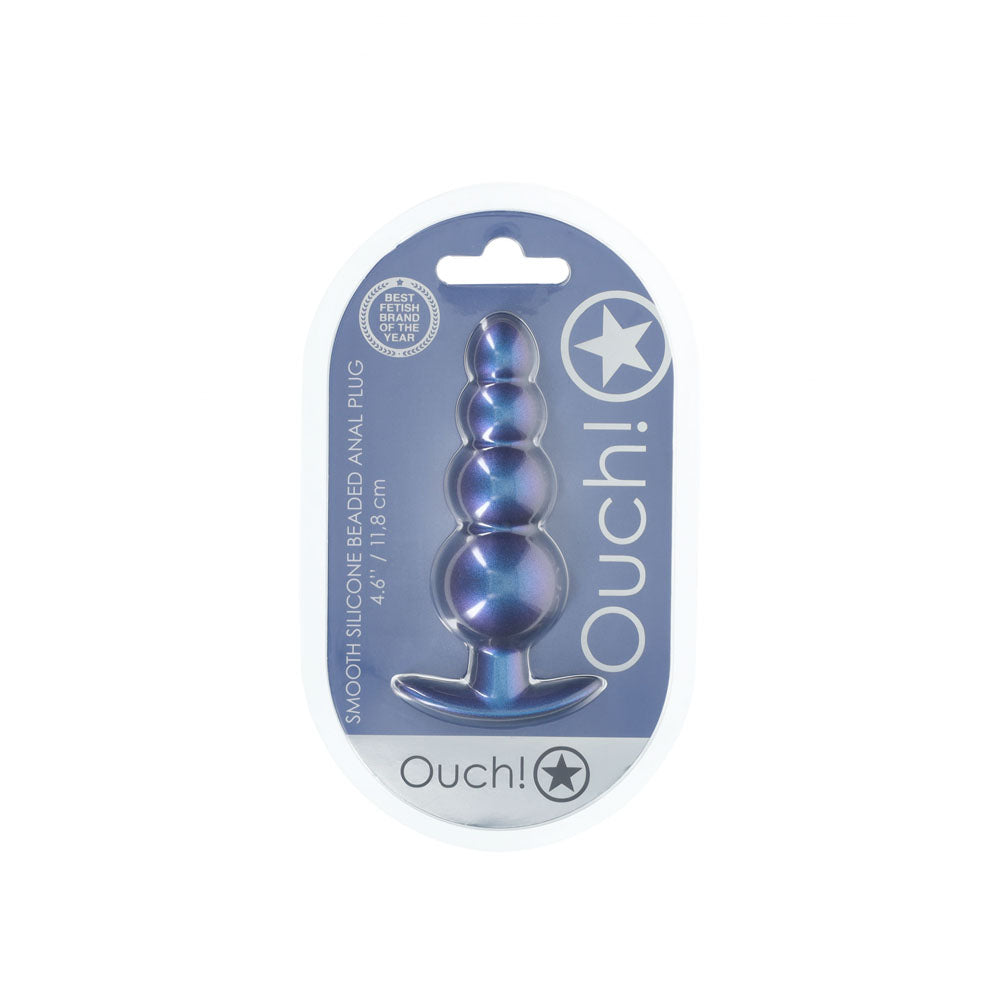 OUCH! Beaded Anal Plug - Metallic - Metallic 11.7 cm Butt Plug